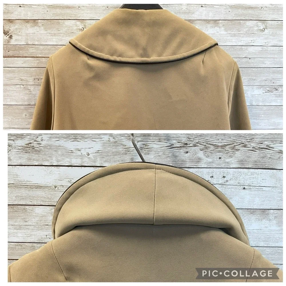 Vintage 60s-70s Womens 18 Coat Mod Tan Faux‎ Suede Peter Pan Collar A-Line USA